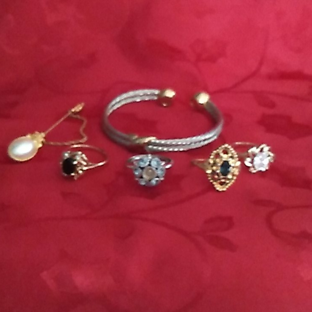 Rings, bracelet and pin